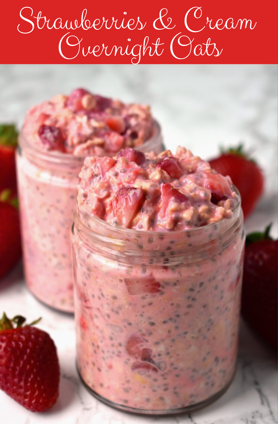 Freeze Dried Strawberries and Cream Overnight Oats